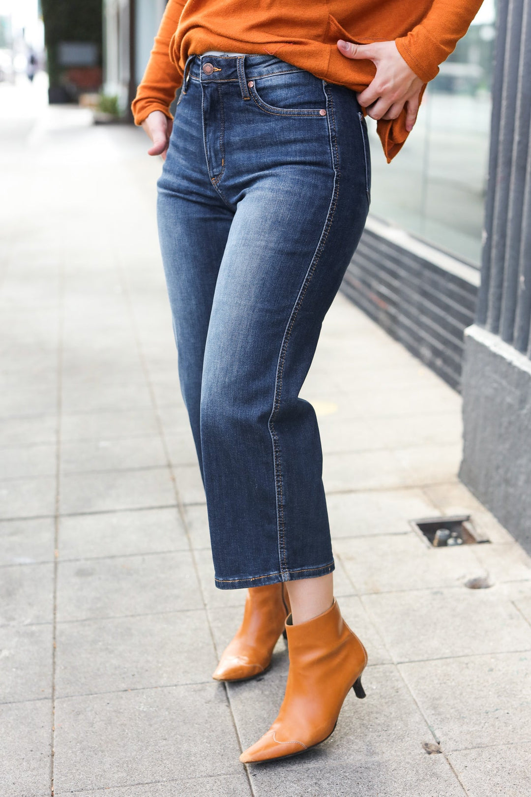Judy Blue Dark Wash Mid Rise Cropped Wide Leg Jeans | Nikki &amp; Co. Boutique