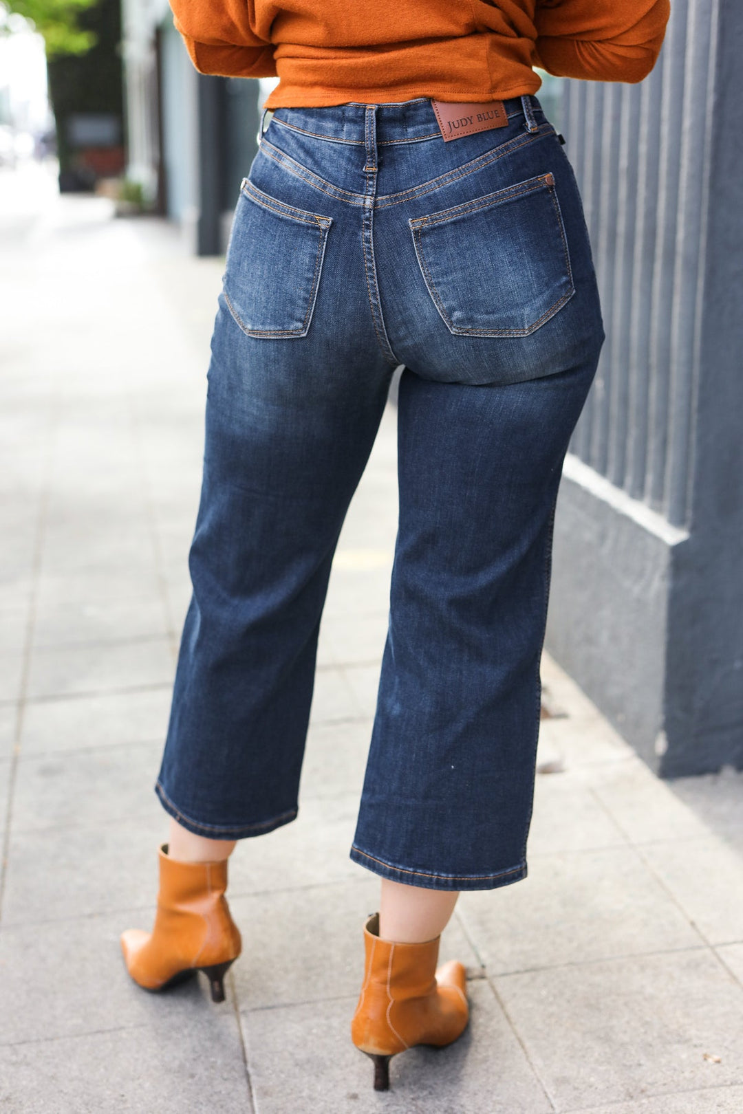 Judy Blue Dark Wash Mid Rise Cropped Wide Leg Jeans | Nikki &amp; Co. Boutique