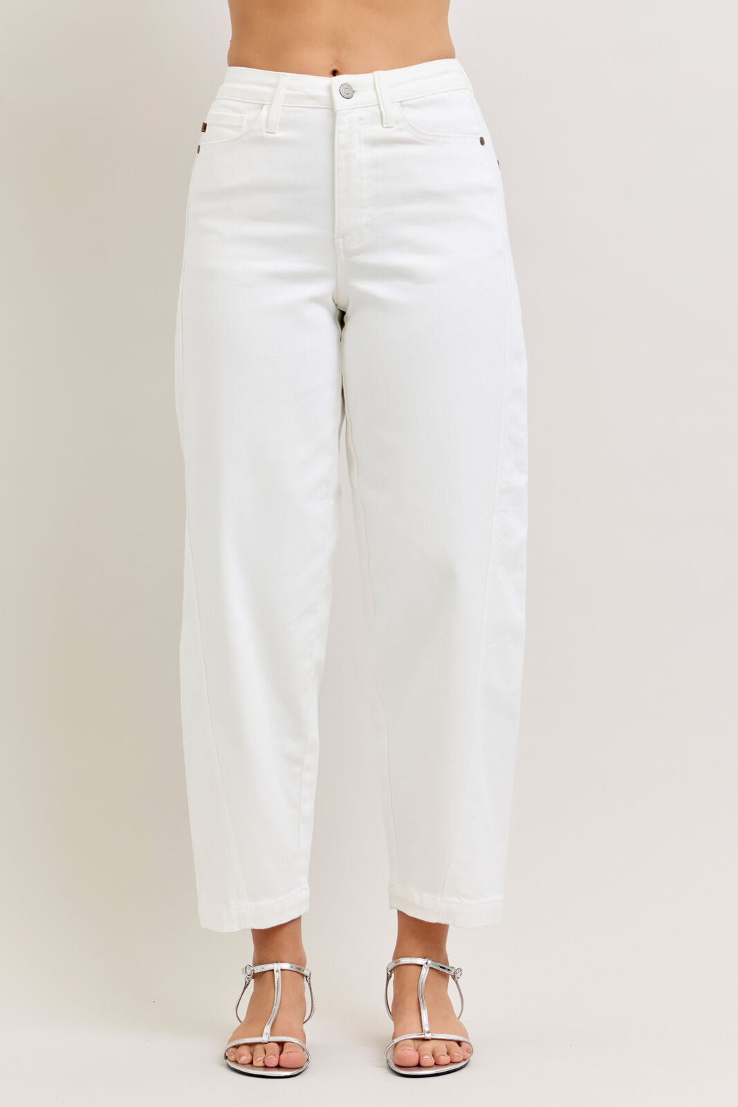Judy Blue (NP) - High Waisted White Barrel Jeans - Nikki and Co Boutique