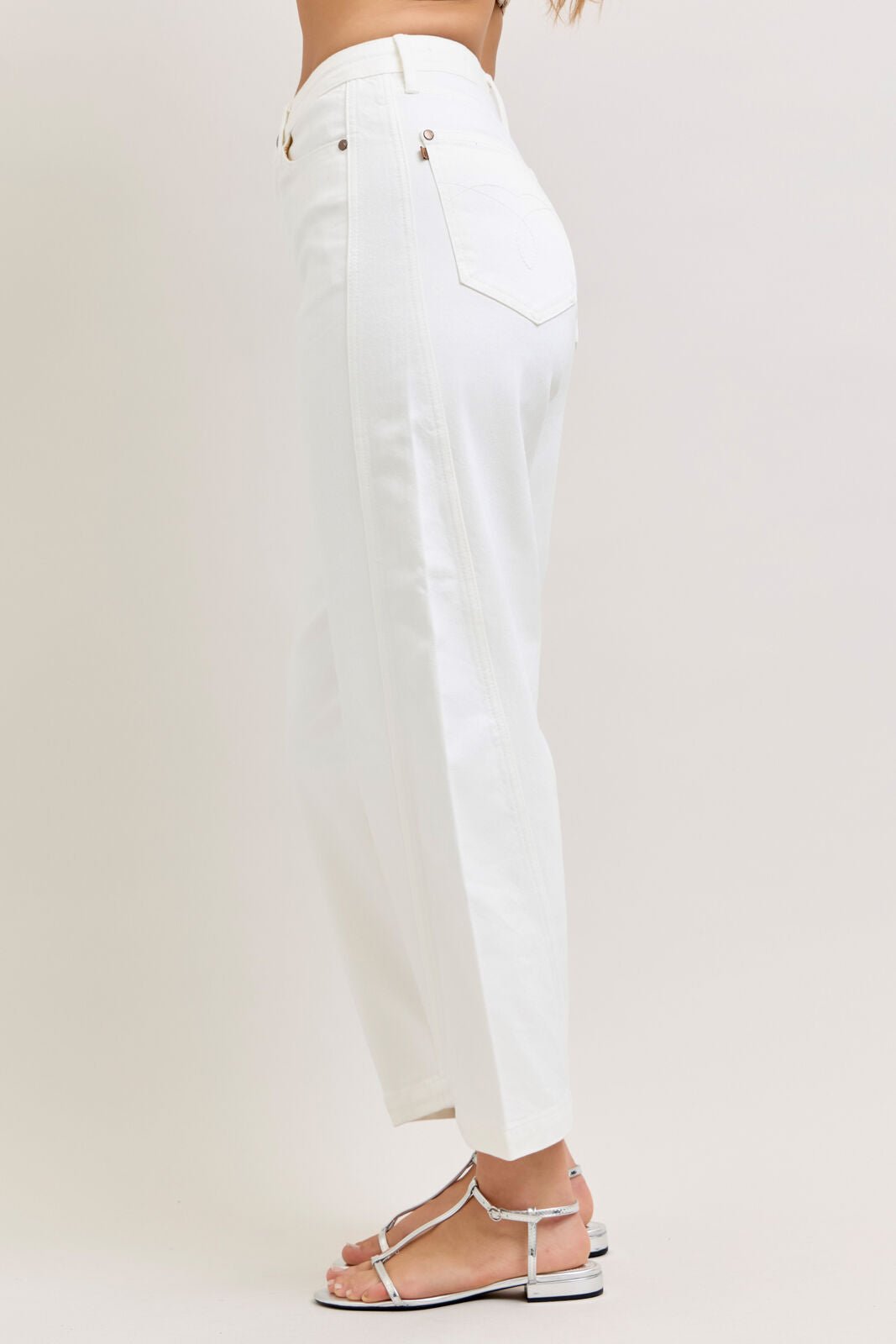 Judy Blue (NP) - High Waisted White Barrel Jeans - Nikki and Co Boutique