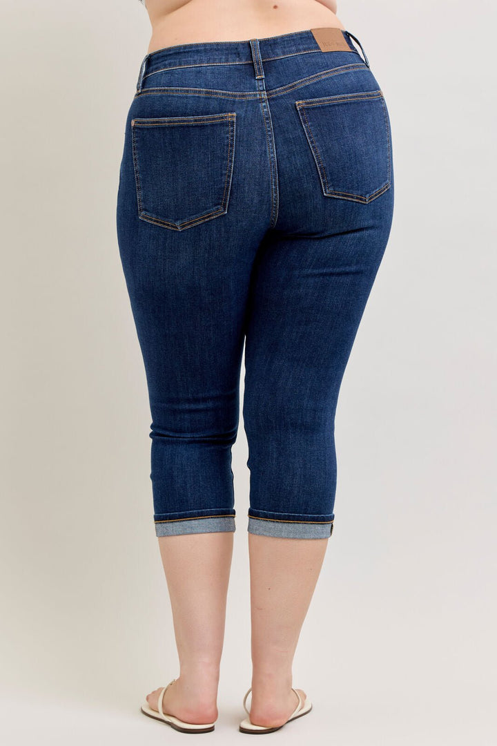 Judy Blue (NP) - High Waisted, Dark Blue Capri with Single Cuff, Plus | Nikki &amp; Co. Boutique
