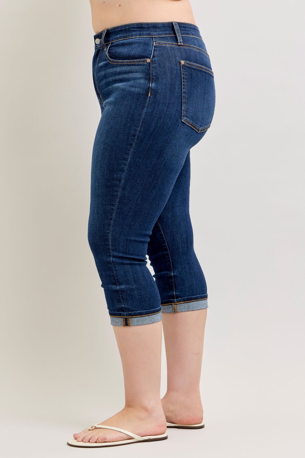 Judy Blue (NP) - High Waisted, Dark Blue Capri with Single Cuff, Plus | Nikki &amp; Co. Boutique