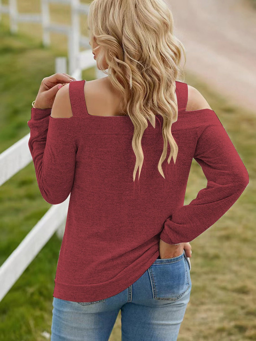Full Size Cutout Cold Shoulder Blouse | Nikki &amp; Co. Boutique