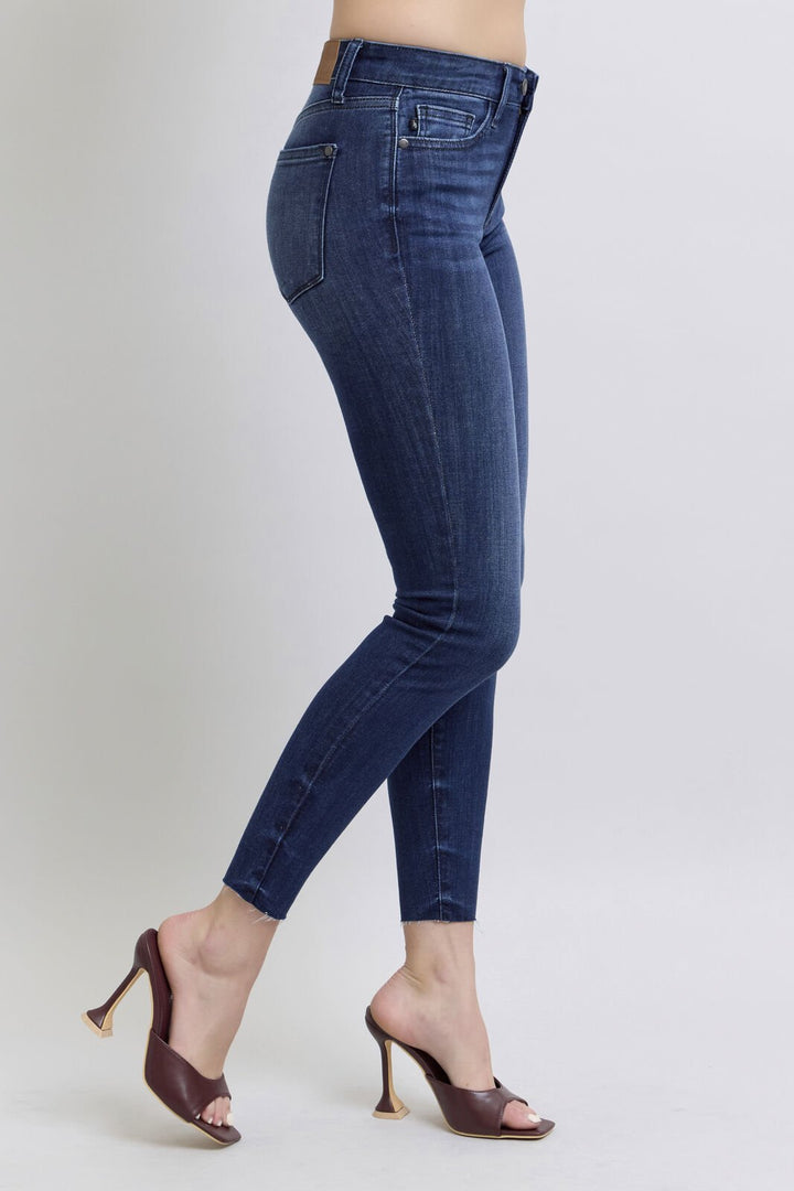 Judy Blue (NP) - Mid Rise Skinny Dark Wash Jeans, Raw Hem | Nikki &amp; Co. Boutique