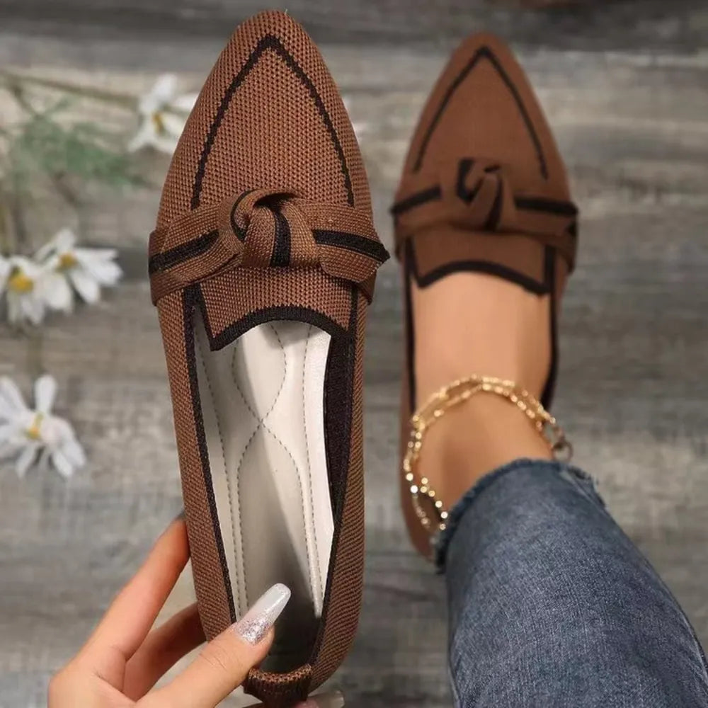 Bow Contrast Trim Point Toe Loafers | Nikki &amp; Co. Boutique