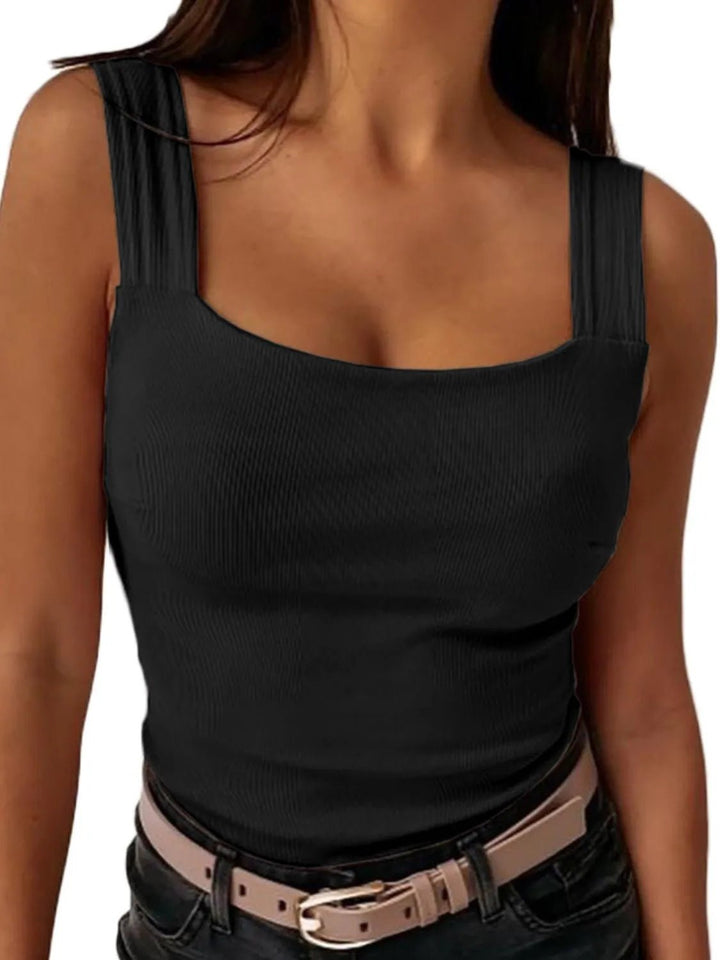 Square Neck Wide Strap Tank - Nikki &amp; Co. Boutique