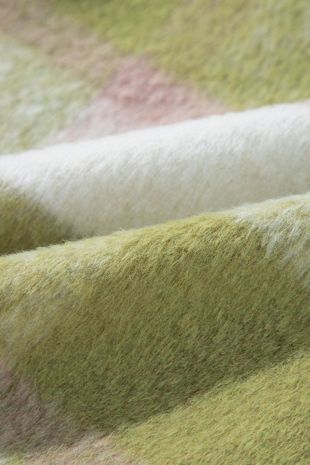Close-up of green and white textured fabric