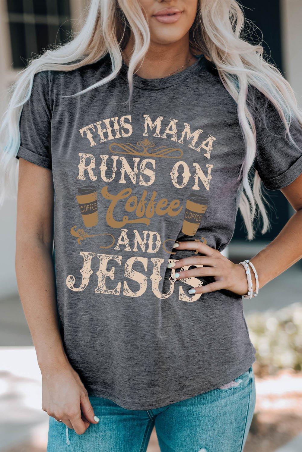 Slogan Graphic Round Neck Tees - Nikki &amp; Co. Boutique
