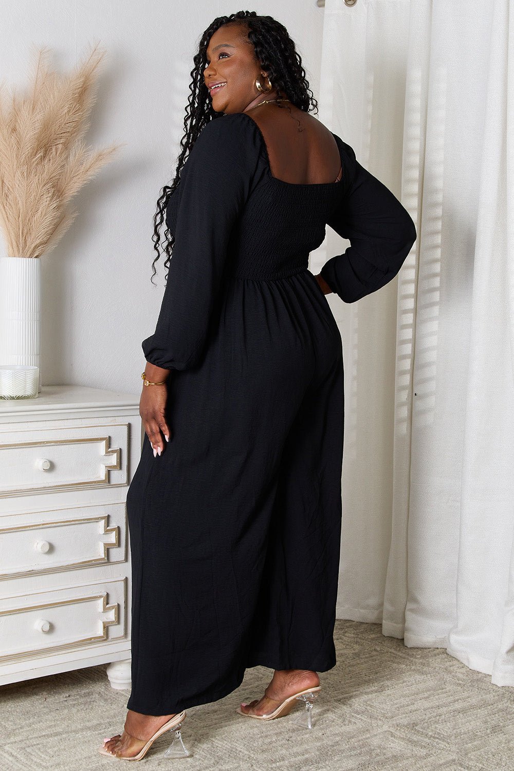 Double Take Square-Neck Jumpsuit with Pockets - Nikki &amp; Co. Boutique