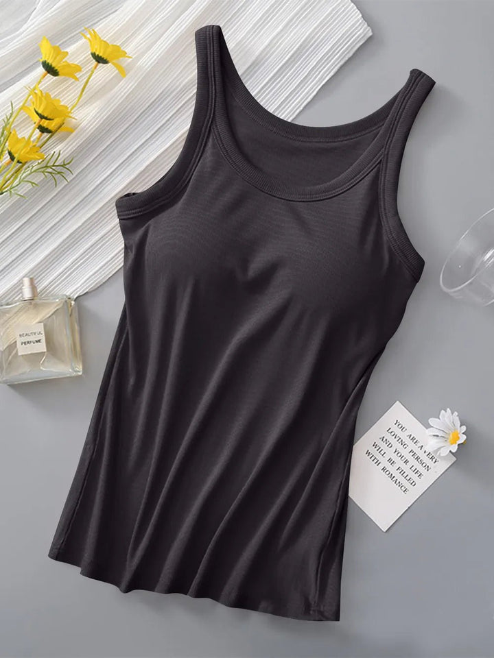 Round Neck Tank with Built - In Bra - Nikki &amp; Co. Boutique