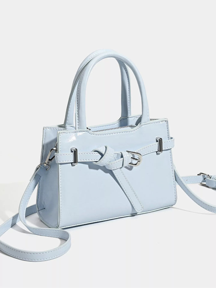 Buckle Decor Top Handle Handbag in Blue - Nikki &amp; Co. Boutique