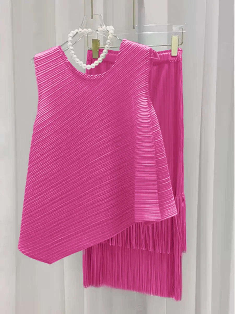 HKSH Spring Summer New Women Tide Young Style Y2K Contracted Fashion Ins Elegant Temperament Pleated Fabricevening Dress HK5086