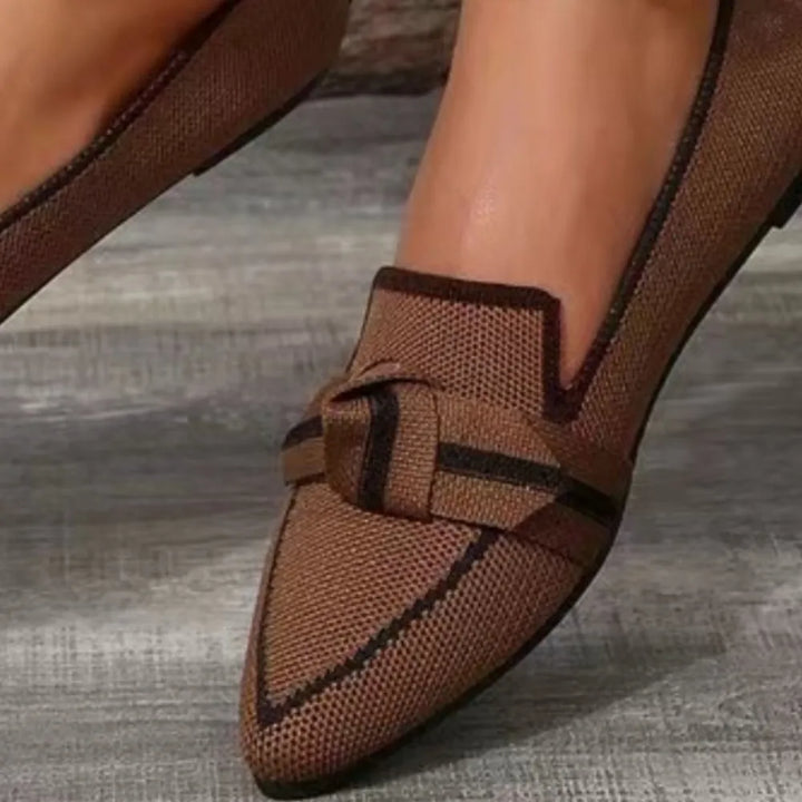 Bow Contrast Trim Point Toe Loafers | Nikki &amp; Co. Boutique