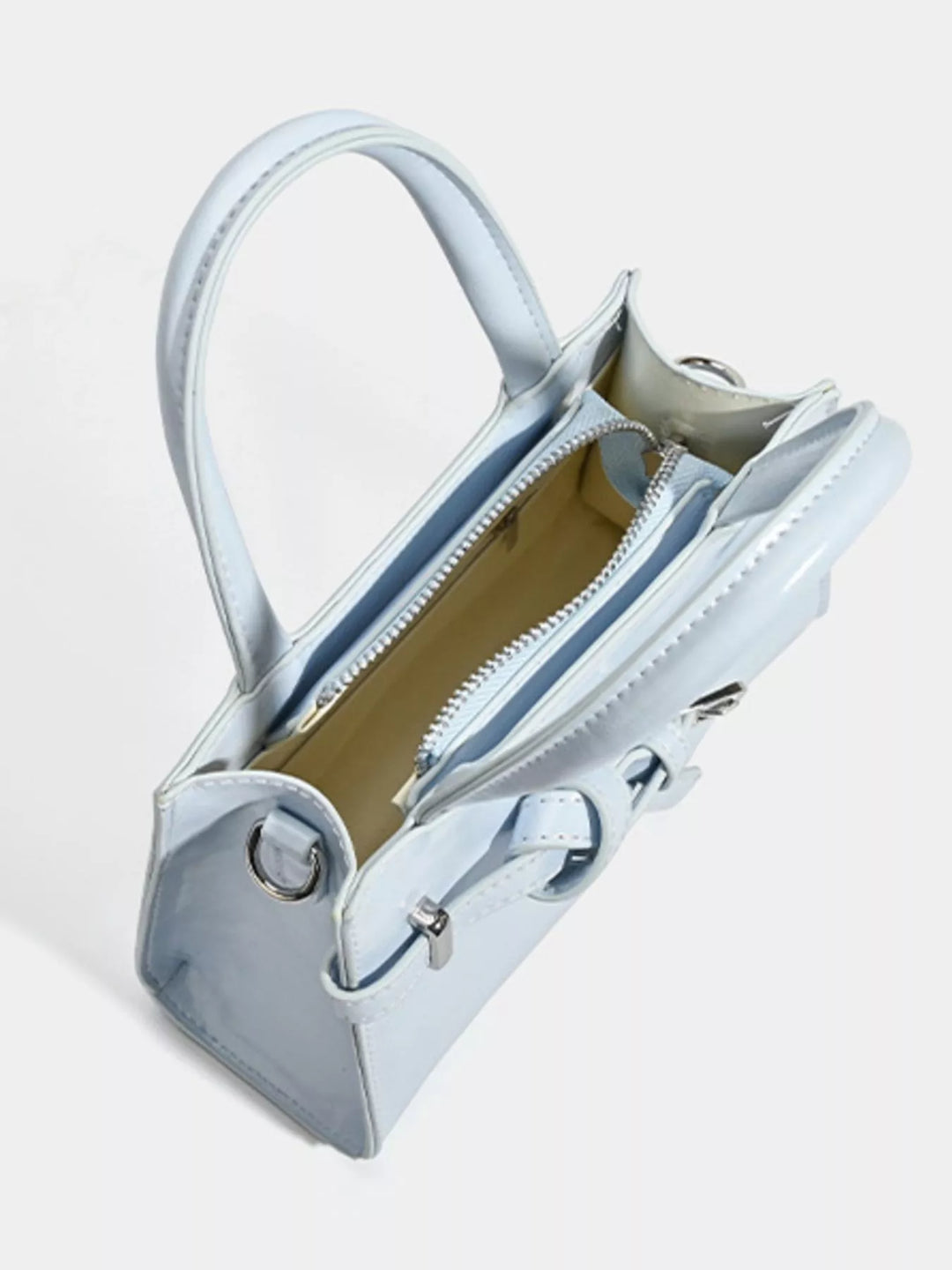 Buckle Decor Top Handle Handbag in Blue - Nikki &amp; Co. Boutique