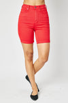 Judy Blue (NP) - Tummy Control Red Hot Bermuda Shorts - Nikki and Co Boutique