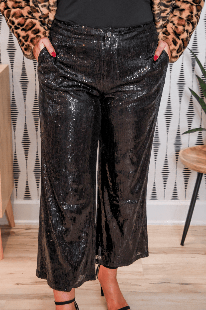 Jess Lea - Bring the Sparkle Sequin Pants - Black (Pre-order) - Nikki &amp; Co. Boutique