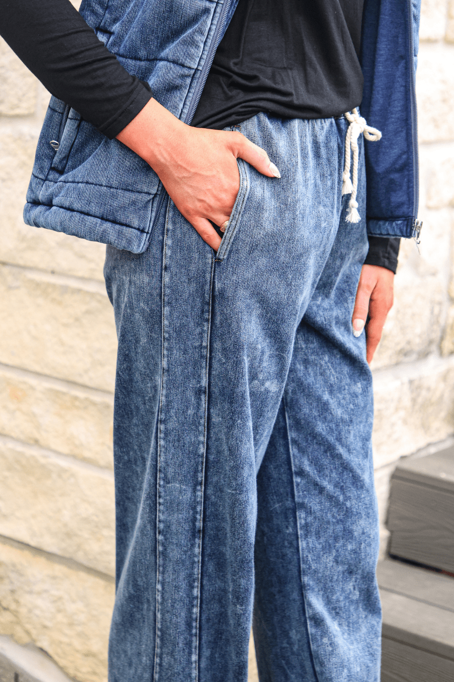 Refined Denim Wide Leg Pants - Light Wash (Pre-order) - Nikki &amp; Co. Boutique