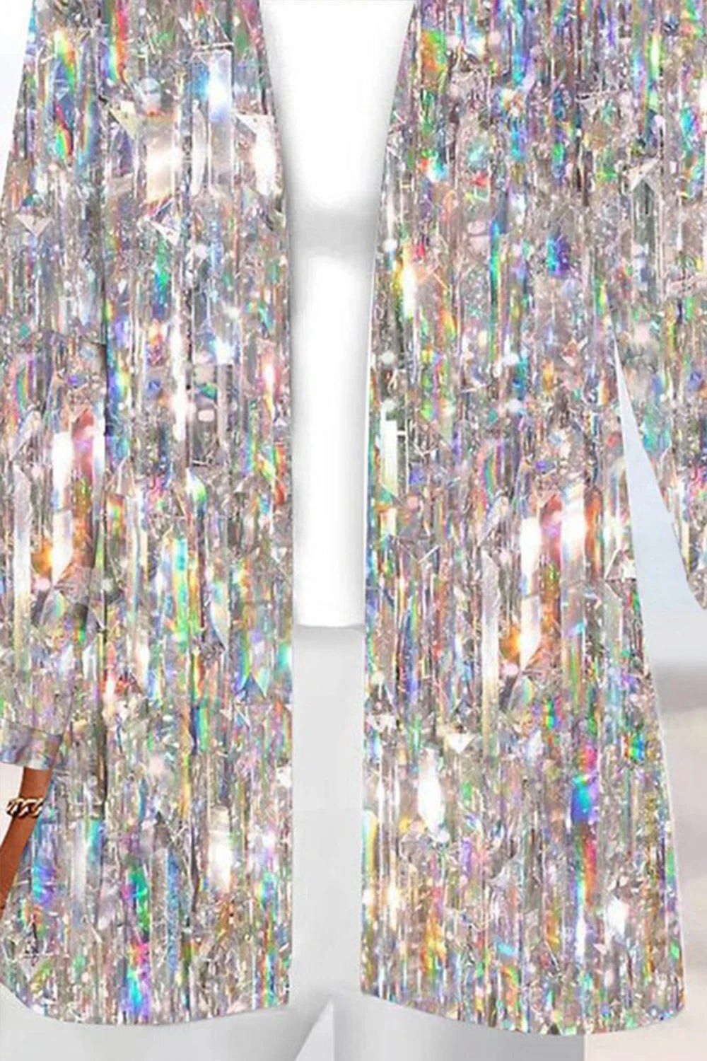 Flycurvy Plus Size Christmas Silver Sparkly Texture Print Kimono Cardigan - Nikki & Co. Boutique