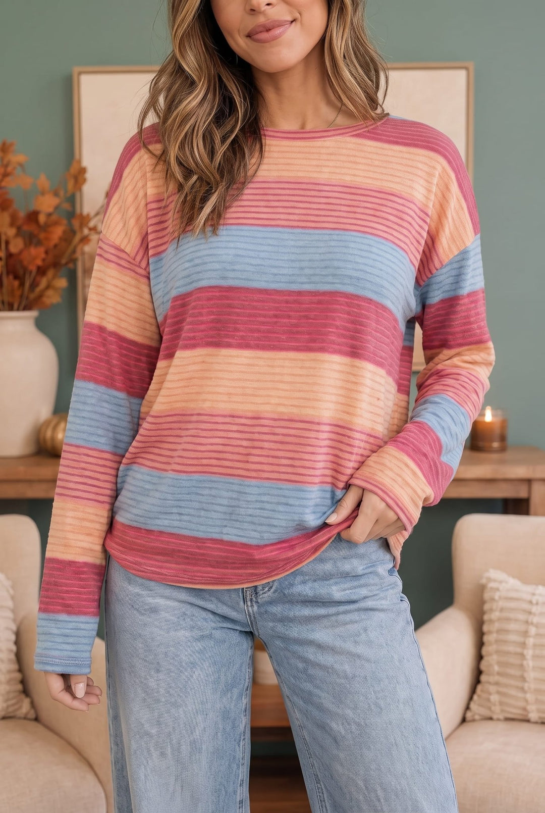 Sunny Stripes Long Sleeve Knit Top - Nikki &amp; Co. Boutique