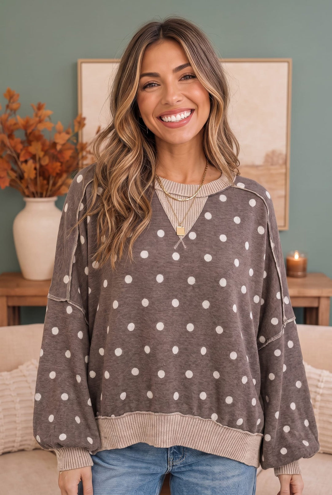 Connect the Dots Oversized Pullover Sweater Top - Nikki &amp; Co. Boutique