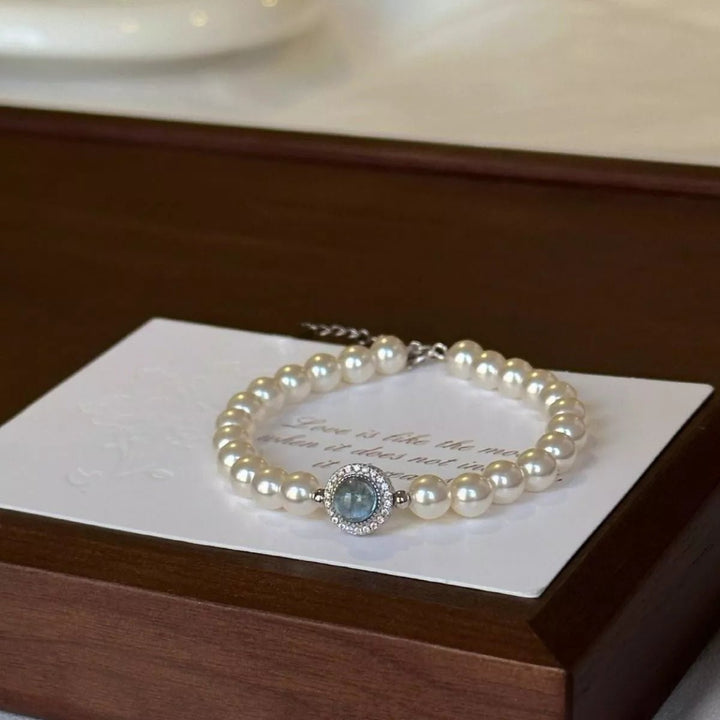 Sterling Silver Zircon Bead Pearl Bracelet - Nikki &amp; Co. Boutique