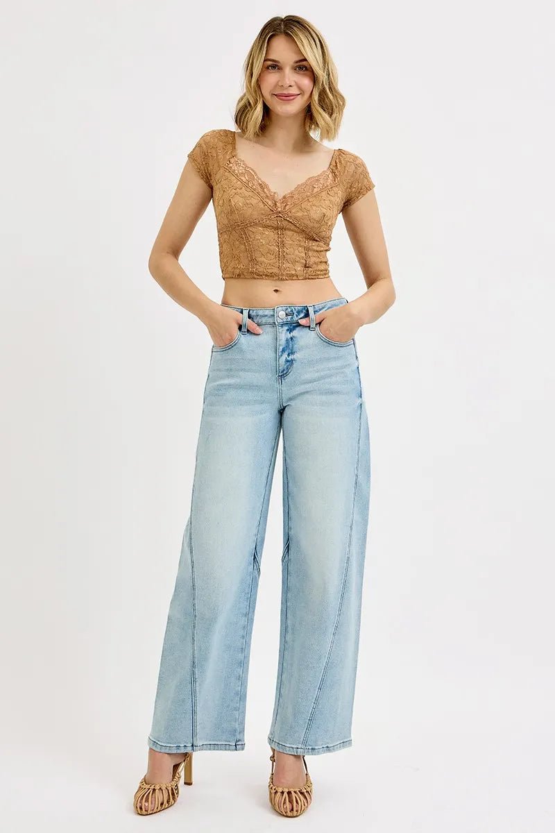 RISEN Full Size Mid Rise Fit Barrel Jeans Plus Size - Nikki &amp; Co. Boutique