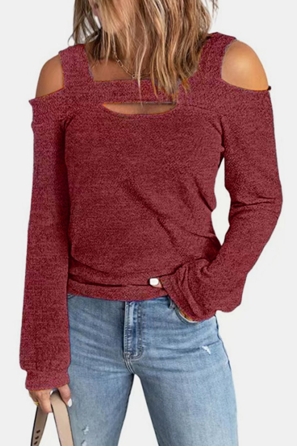 Full Size Cutout Cold Shoulder Blouse | Nikki &amp; Co. Boutique