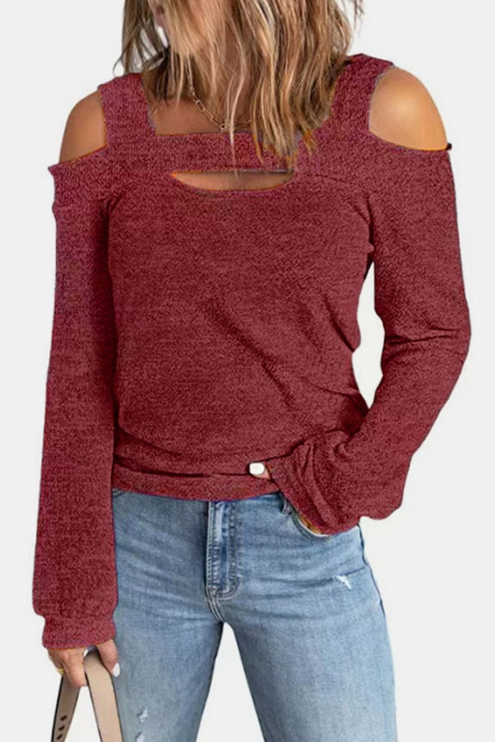 Full Size Cutout Cold Shoulder Blouse | Nikki &amp; Co. Boutique