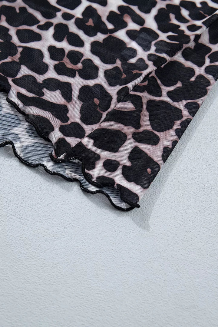 Leopard Print Sheer Mesh Short Sleeve Top - Nikki &amp; Co. Boutique