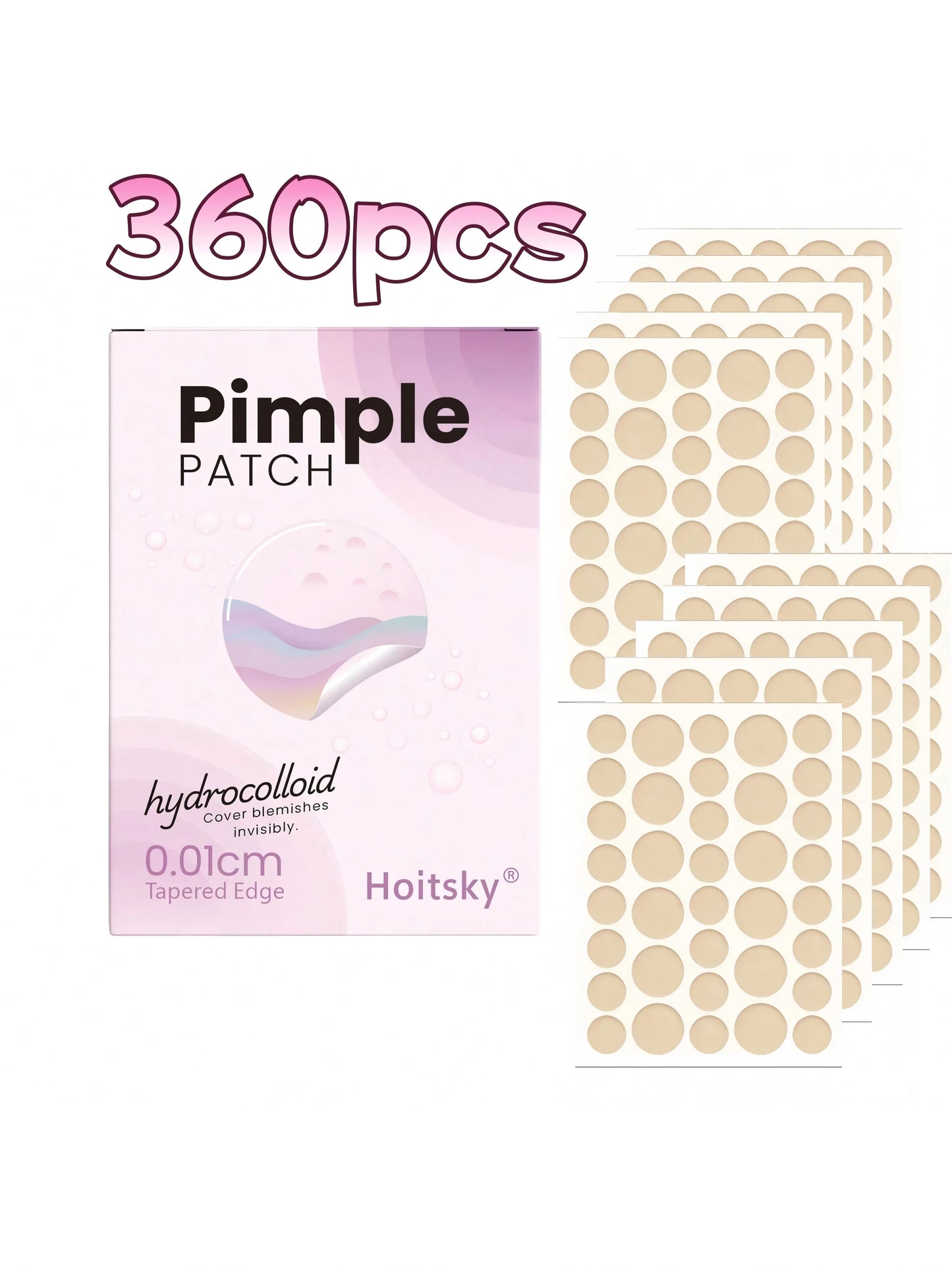180/360 pieces of transparent, skin tone water-based gel acne patches, suitable for covering acne and pimples