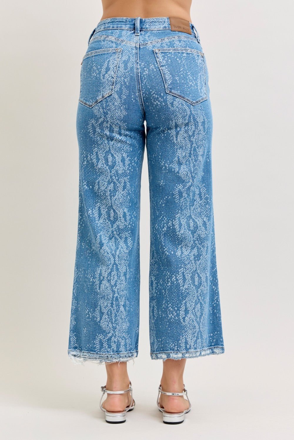 Judy Blue High Rise Ankle Wide Leg Jeans in Print Wash - Nikki &amp; Co. Boutique