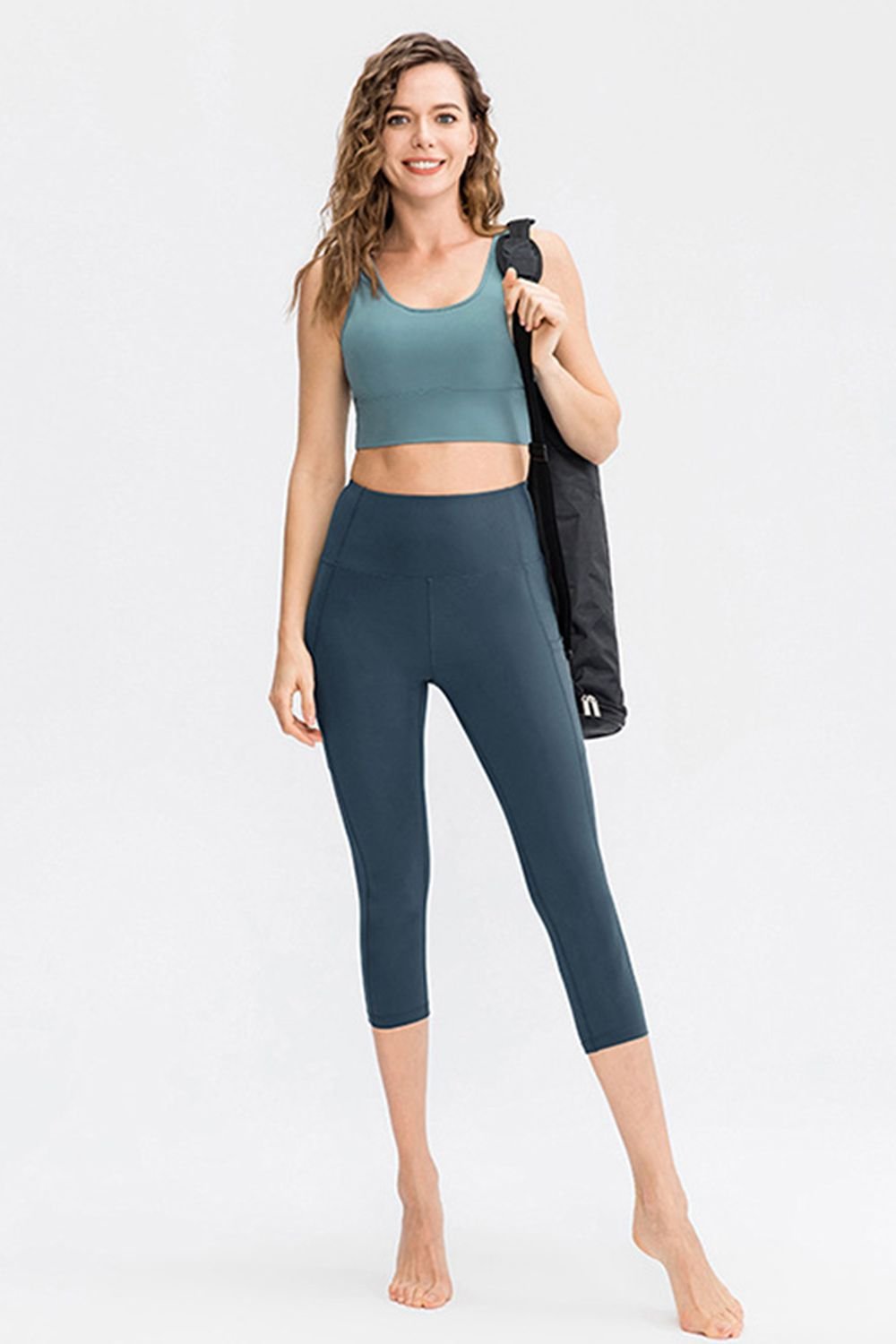 Wide Waistband Cropped Active Leggings with Pockets - Nikki and Co Boutique