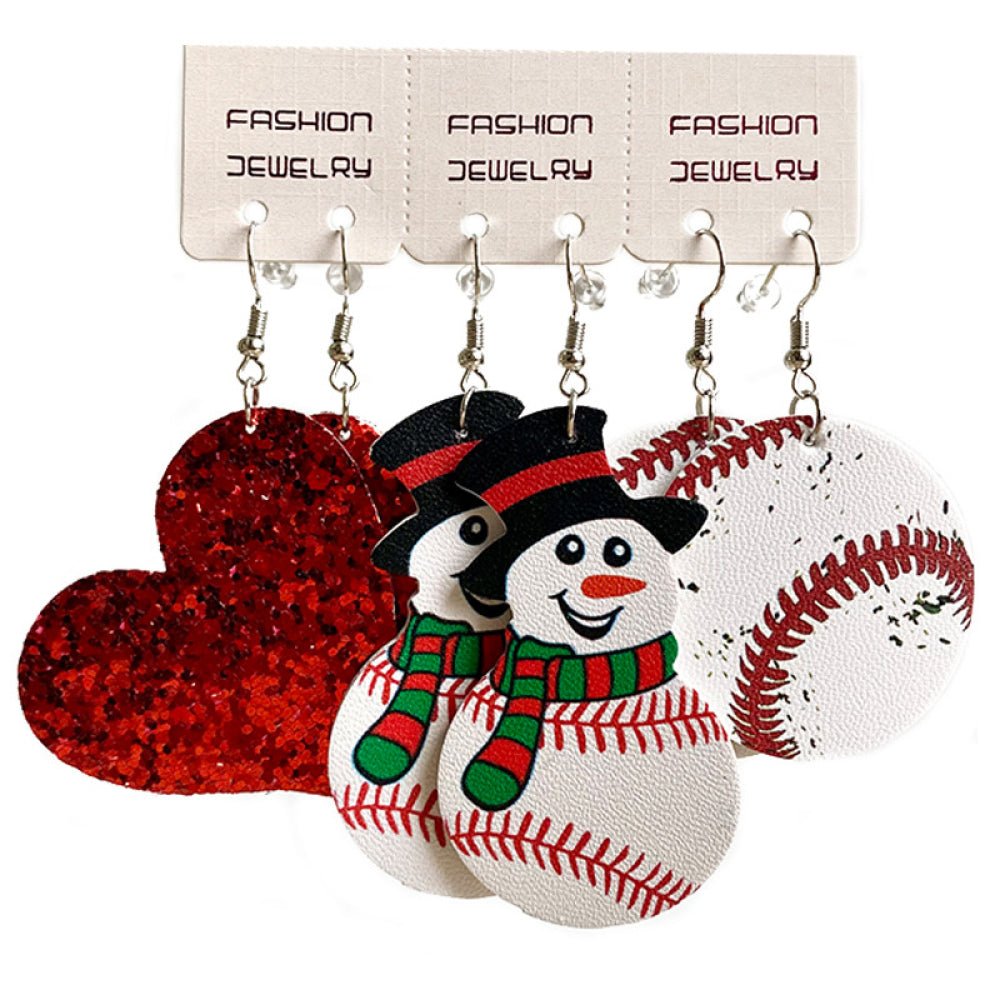 Sports Snowman &amp; Heart Earrings Set | 3 Pairs - Nikki &amp; Co. Boutique