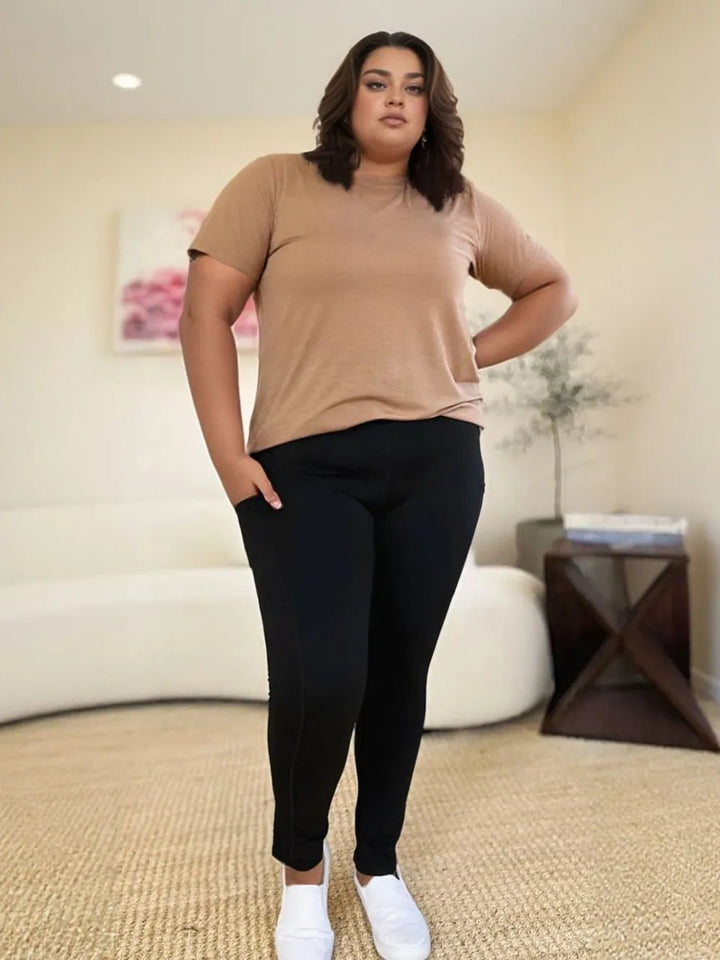 Wide Waistband Full-Length Sports Leggings with Pockets - Nikki &amp; Co. Boutique