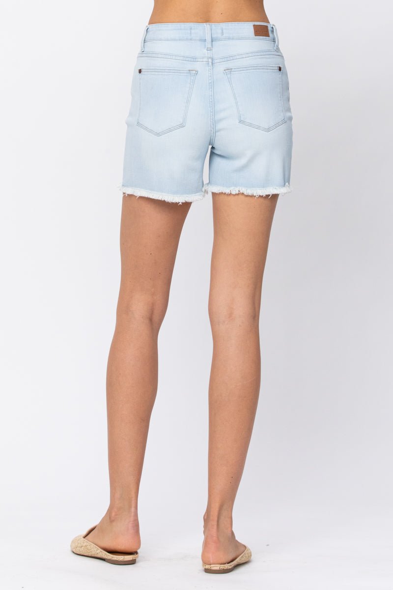 High Waist, Frayed Hem, Bleach Light, Cut Off Shorts (NP) - Nikki &amp; Co. Boutique
