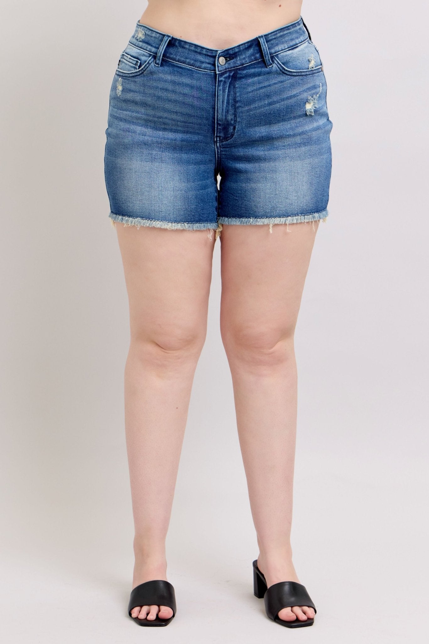 Judy Blue Jeans (NP) - High Waisted, V Front Shorts - Nikki and Co Boutique