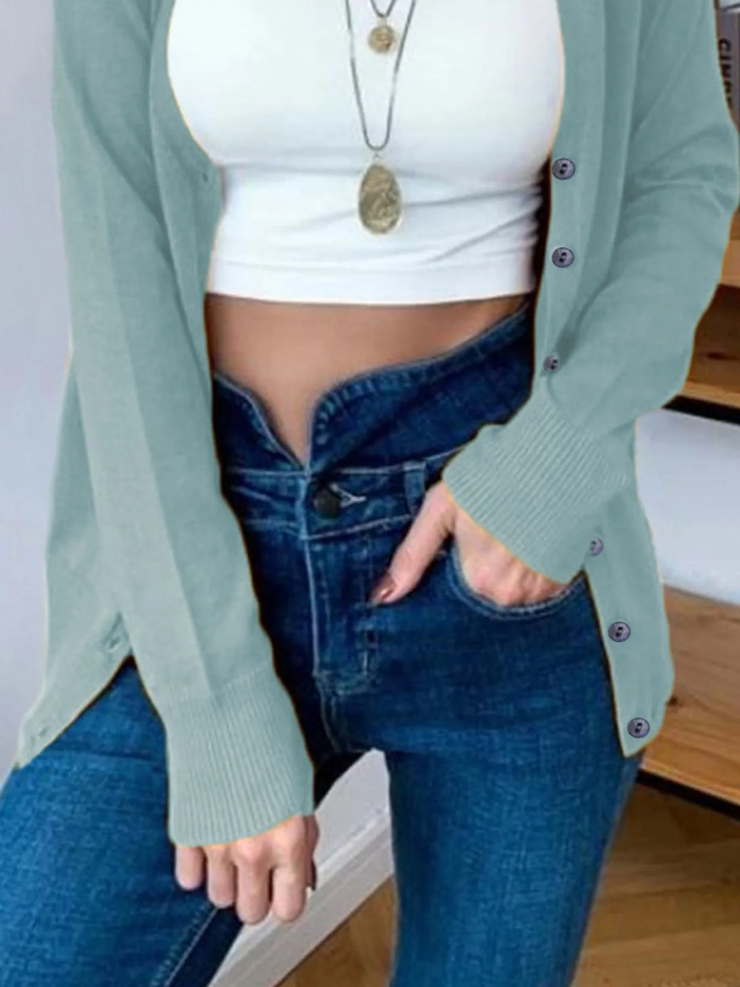 Button - Up Long Sleeve Cardigan - Nikki &amp; Co. Boutique