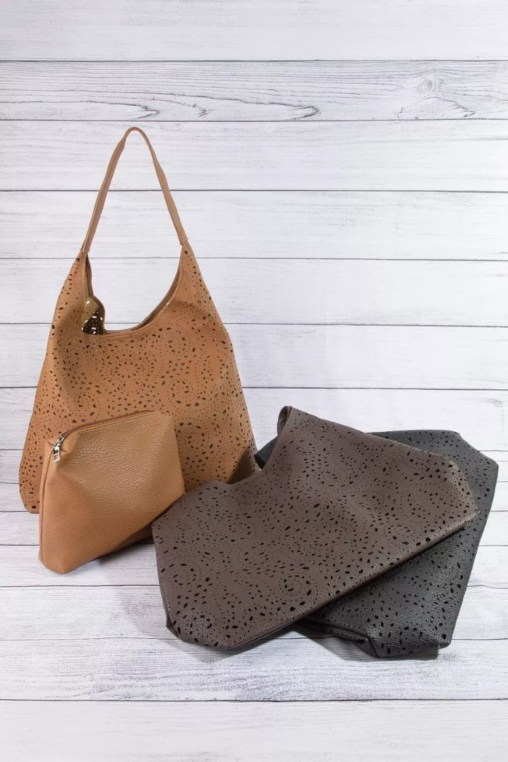 Fame Intricate Cutout Motif Faux Leather Shoulder Bag - Nikki &amp; Co. Boutique