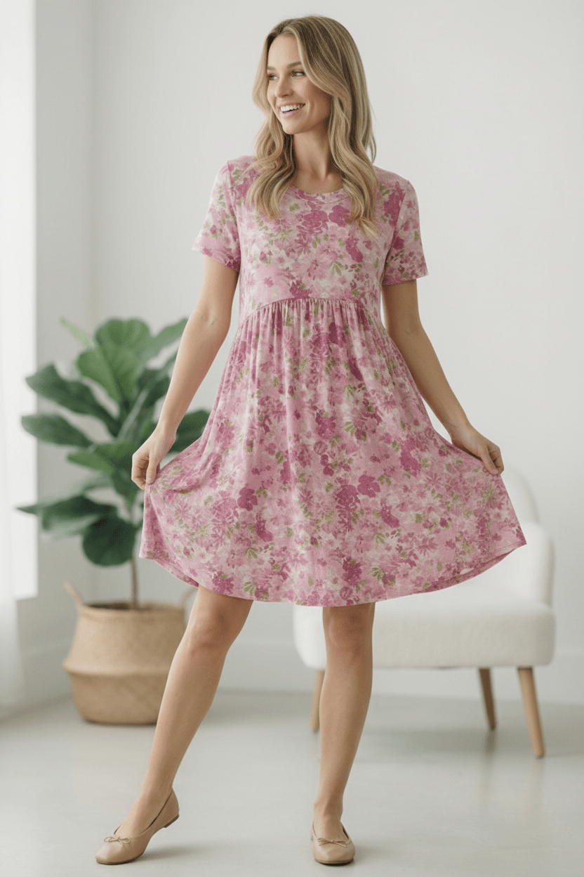 In the Sunshine Fuchsia Babydoll Dress | Nikki &amp; Co. Boutique