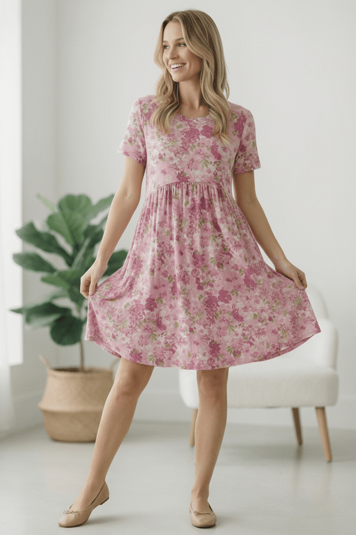 In the Sunshine Fuchsia Babydoll Dress | Nikki &amp; Co. Boutique