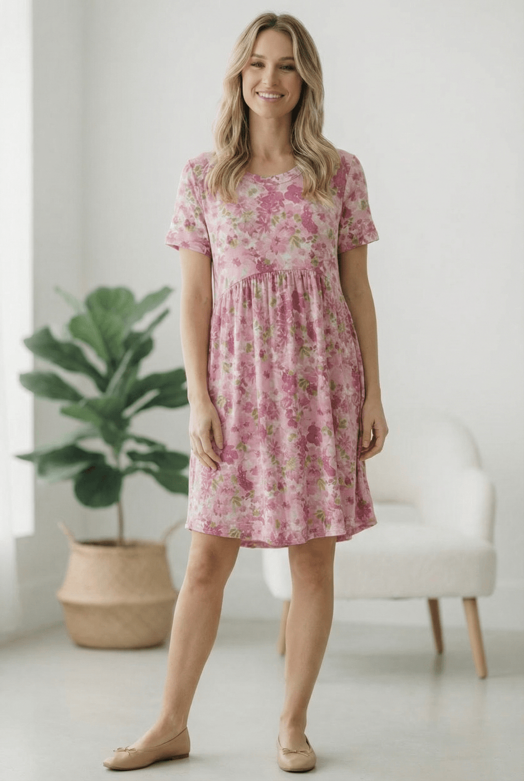 In the Sunshine Fuchsia Babydoll Dress | Nikki &amp; Co. Boutique