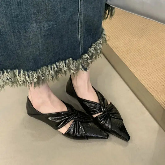 Gold Flats Woman Pointed Toe Shoes Fashion Cross Ladies Pumps Autumn Flat Shoes Chaussure Femmes