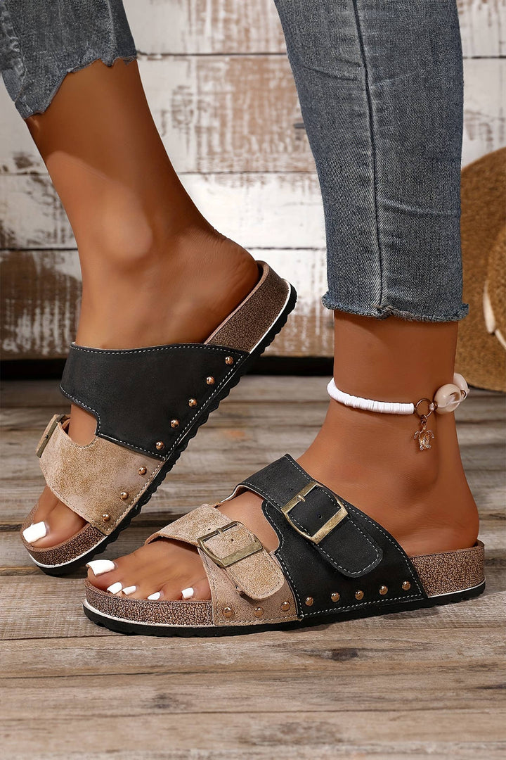 Western Suede Rivet Slip - On Sandals - 4 Colors (NP) - Nikki &amp; Co. Boutique