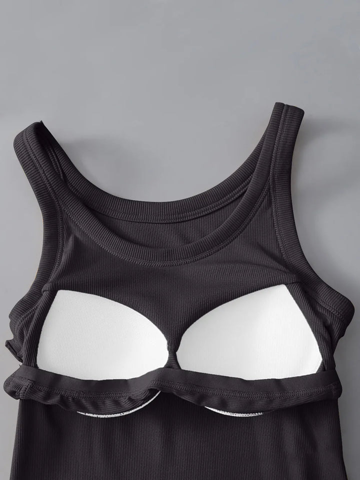 Round Neck Tank with Built - In Bra - Nikki &amp; Co. Boutique