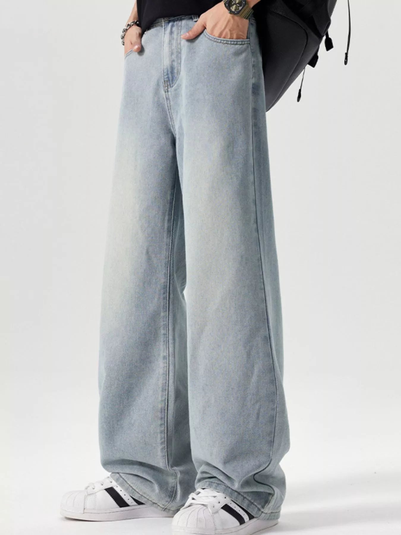 Men's Vintage Wash Wide Leg Jeans - Nikki and Co Boutique