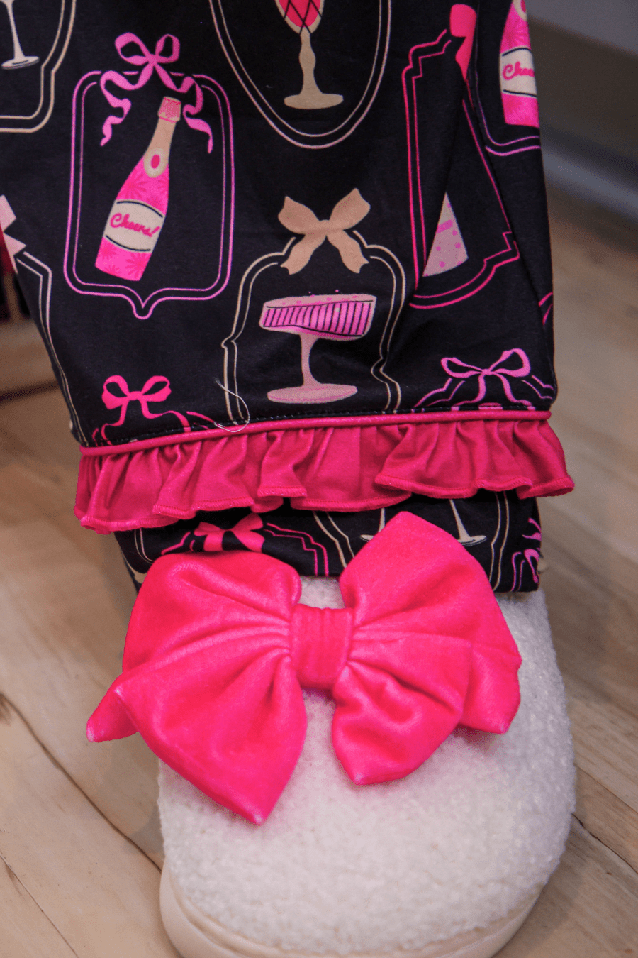 Jess Lea - Bows &amp; Bubbly After Dark Ruffle Pajama Set (Pre-order) - Nikki &amp; Co. Boutique