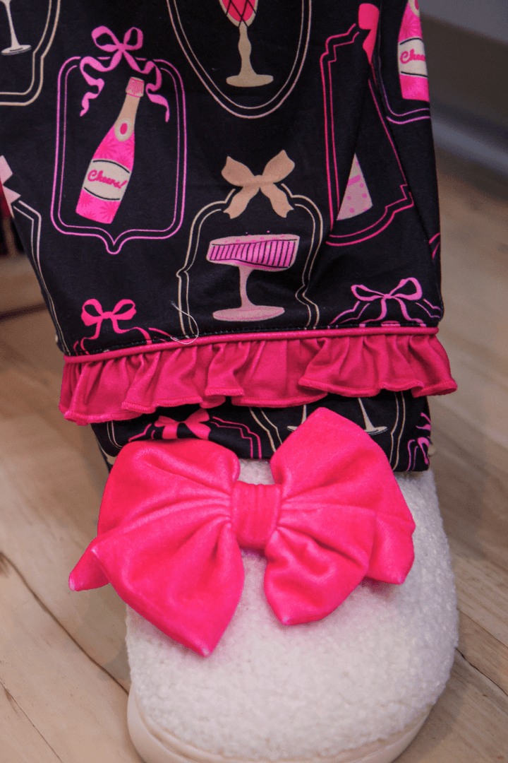 Jess Lea - Bows &amp; Bubbly After Dark Ruffle Pajama Set (Pre-order) - Nikki &amp; Co. Boutique