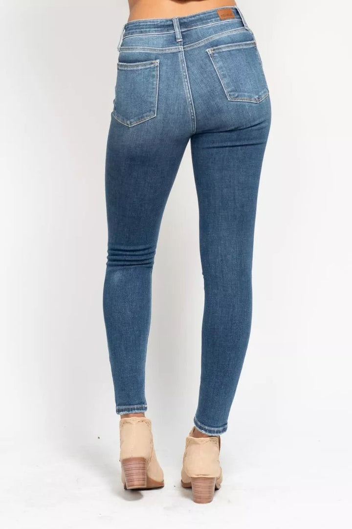 Judy Blue Full Size High Rise Button Fly Skinny Jeans Plus Size - Nikki &amp; Co. Boutique