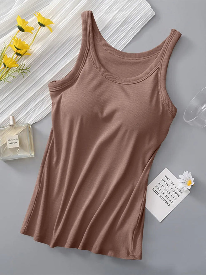 Round Neck Tank with Built - In Bra - Nikki &amp; Co. Boutique