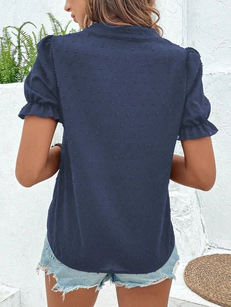 Puff Sleeve Floral Embroider Shirt (NP)